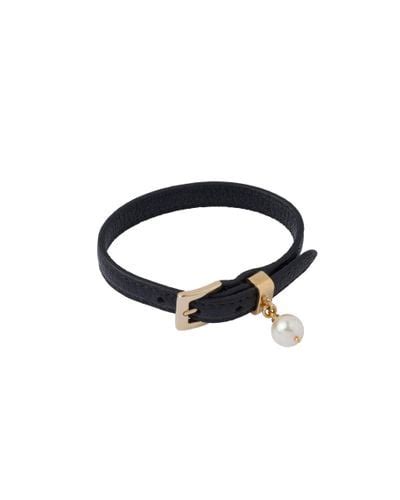 Madras leather bracelet Black 